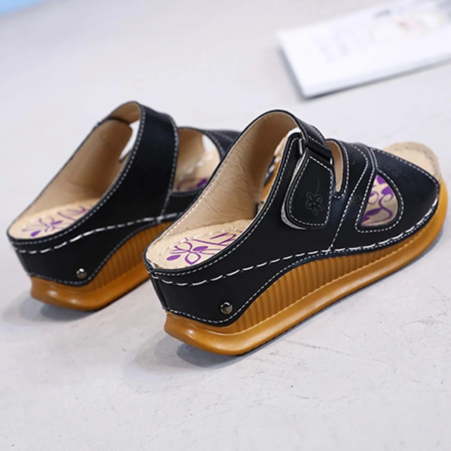 Fashion Slides Slippers for Summer Casual Hollow Top Fashion Slippers Set Spring Wedge Foot Low And Summer Shoes Sandals
