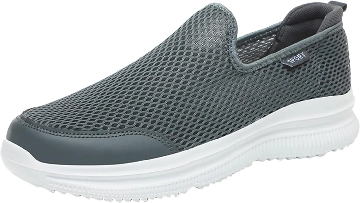 Fashion Summer Men Breathable Mesh Flat Elastic Casual Shoes Mens Sneaker Socks Sneaker (Grey, 12)