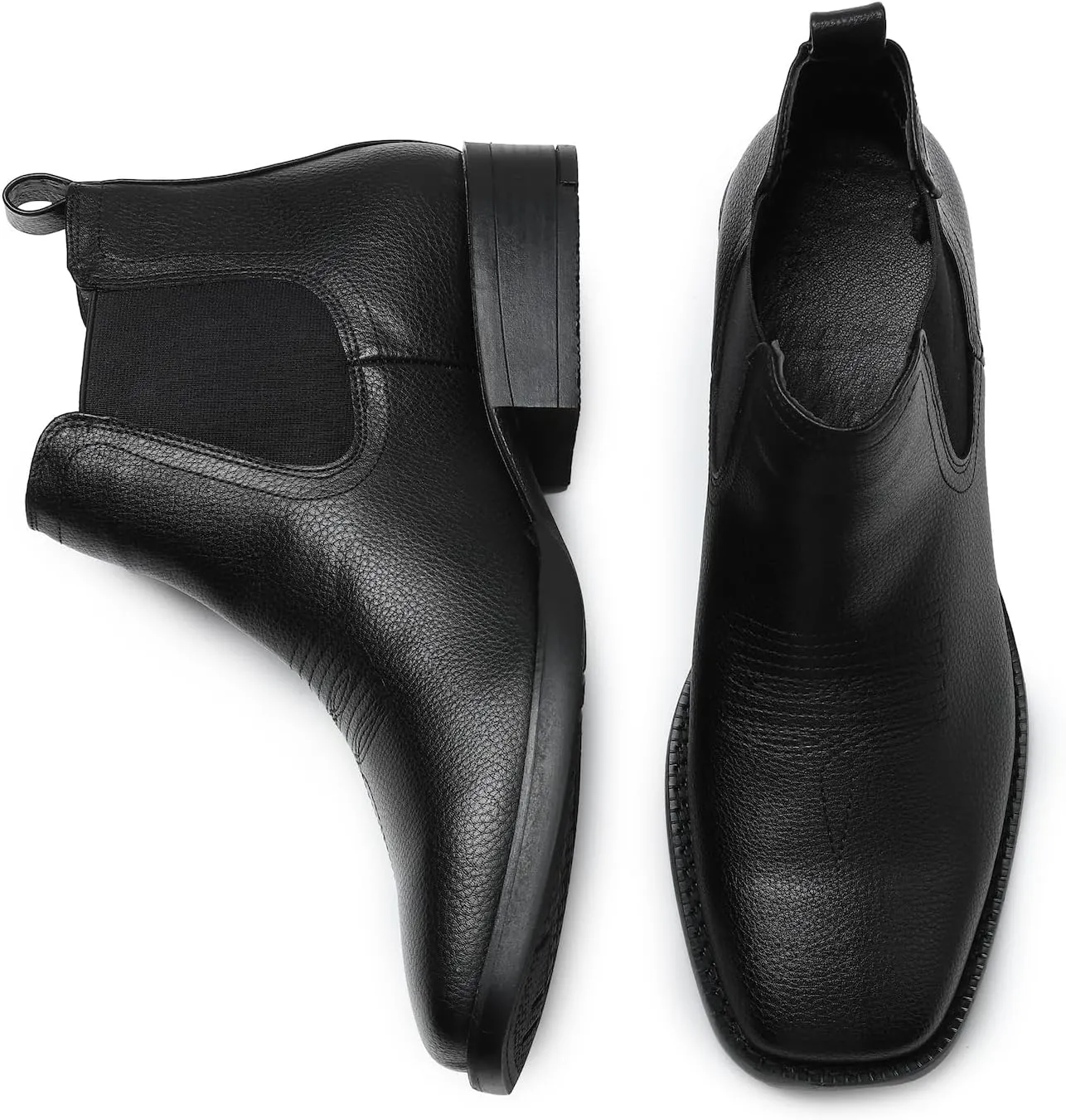 femflame Cowboy Boots for Men Square Toe Chelsea Boots Waterproof Classic Elastic Slip on Chukka Ankle Boots Casual