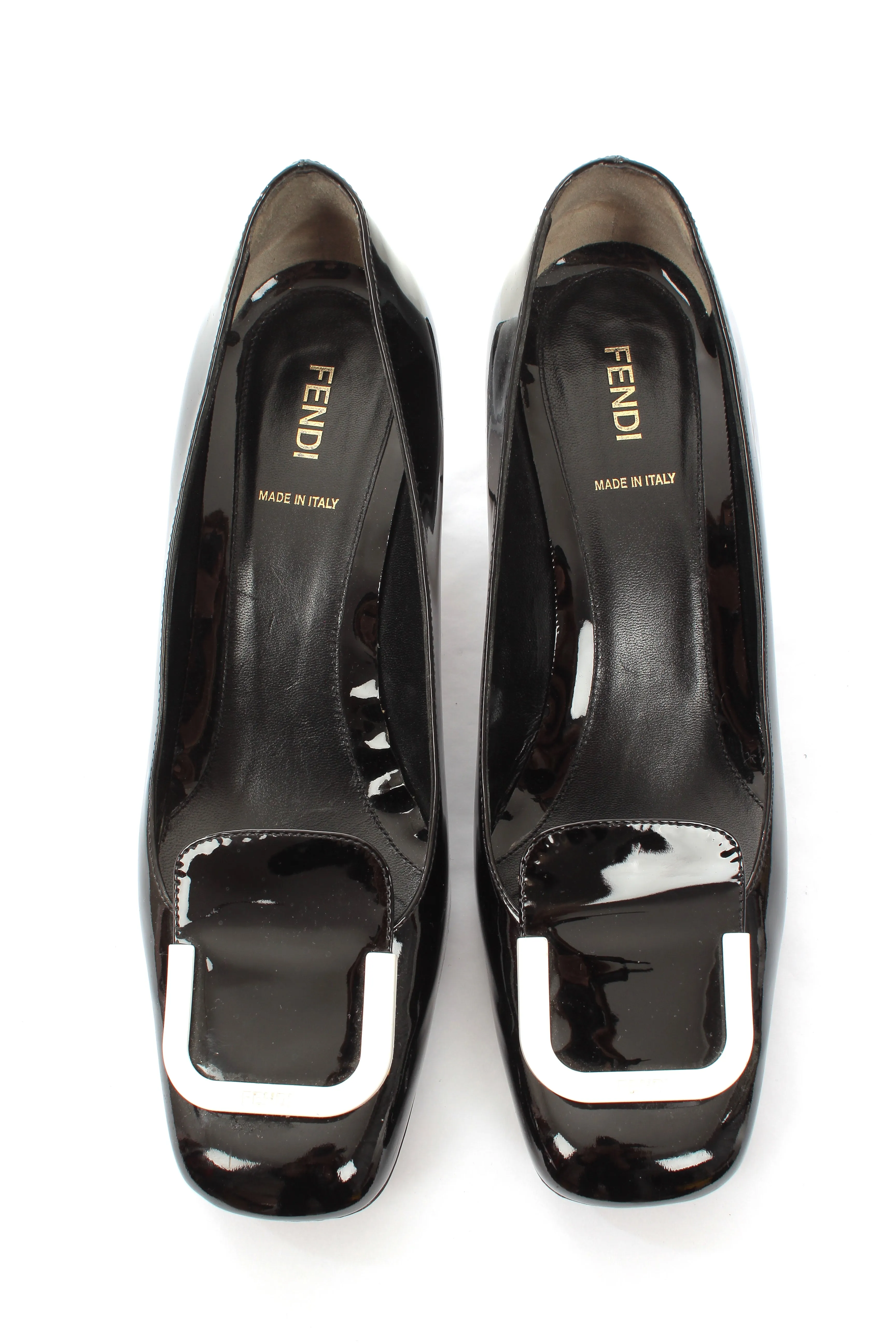 Fendi Square Toe Patent Leather Pumps