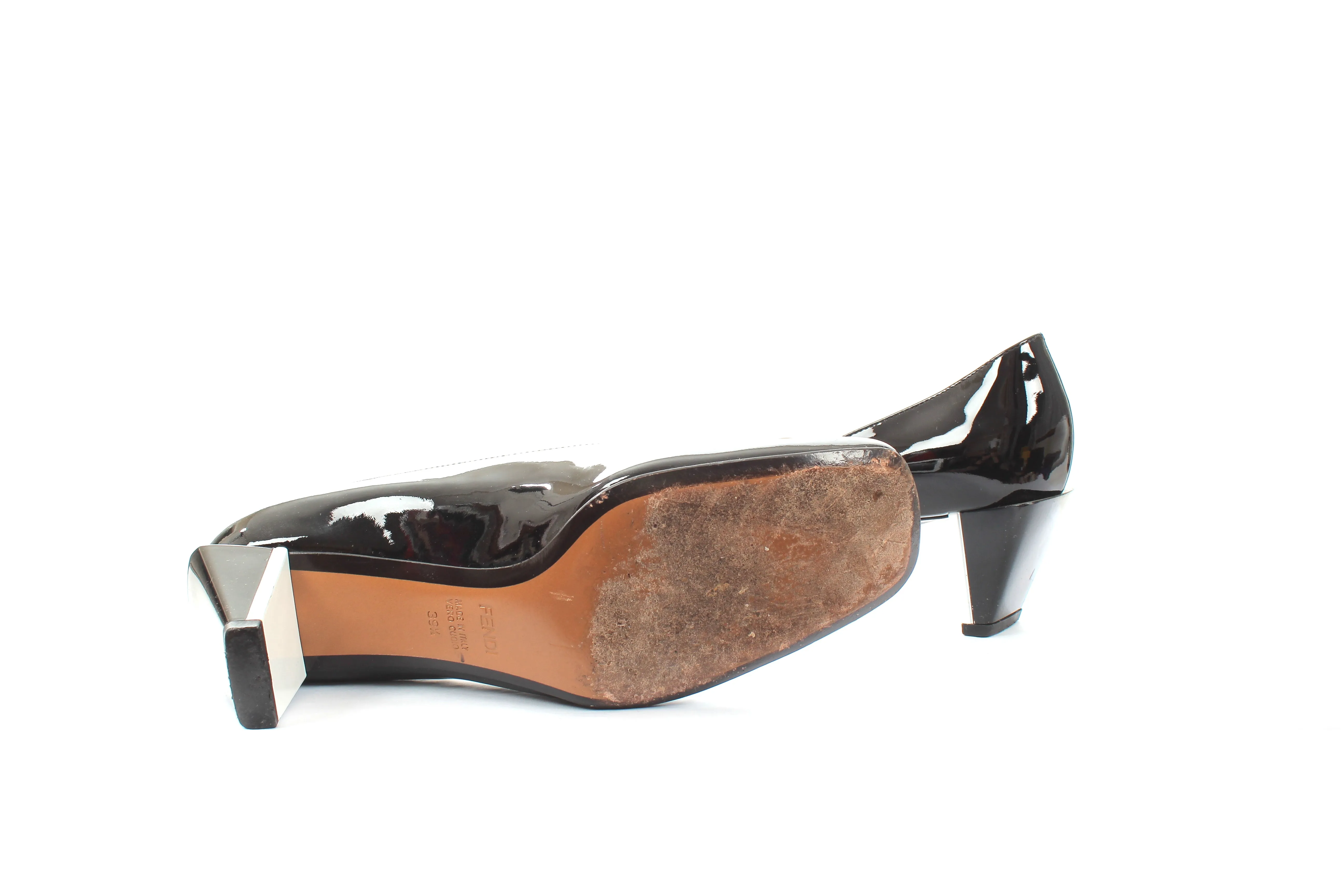 Fendi Square Toe Patent Leather Pumps