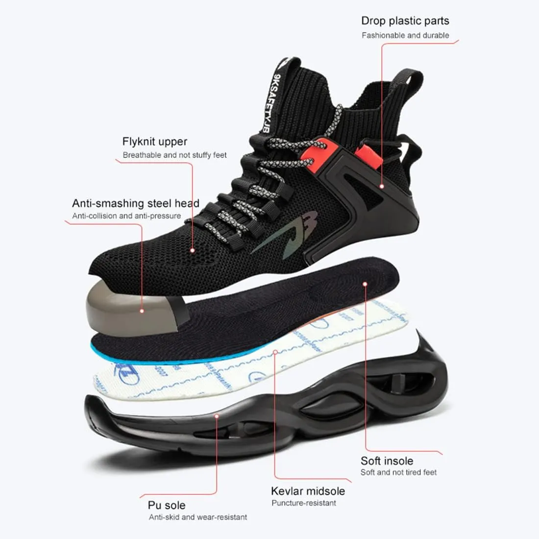 Fiedaz Steel Toe Boots for Men Women Work Safety Boots Lightweight Work Shoes Indestructible Industrial Construction Work Shoes