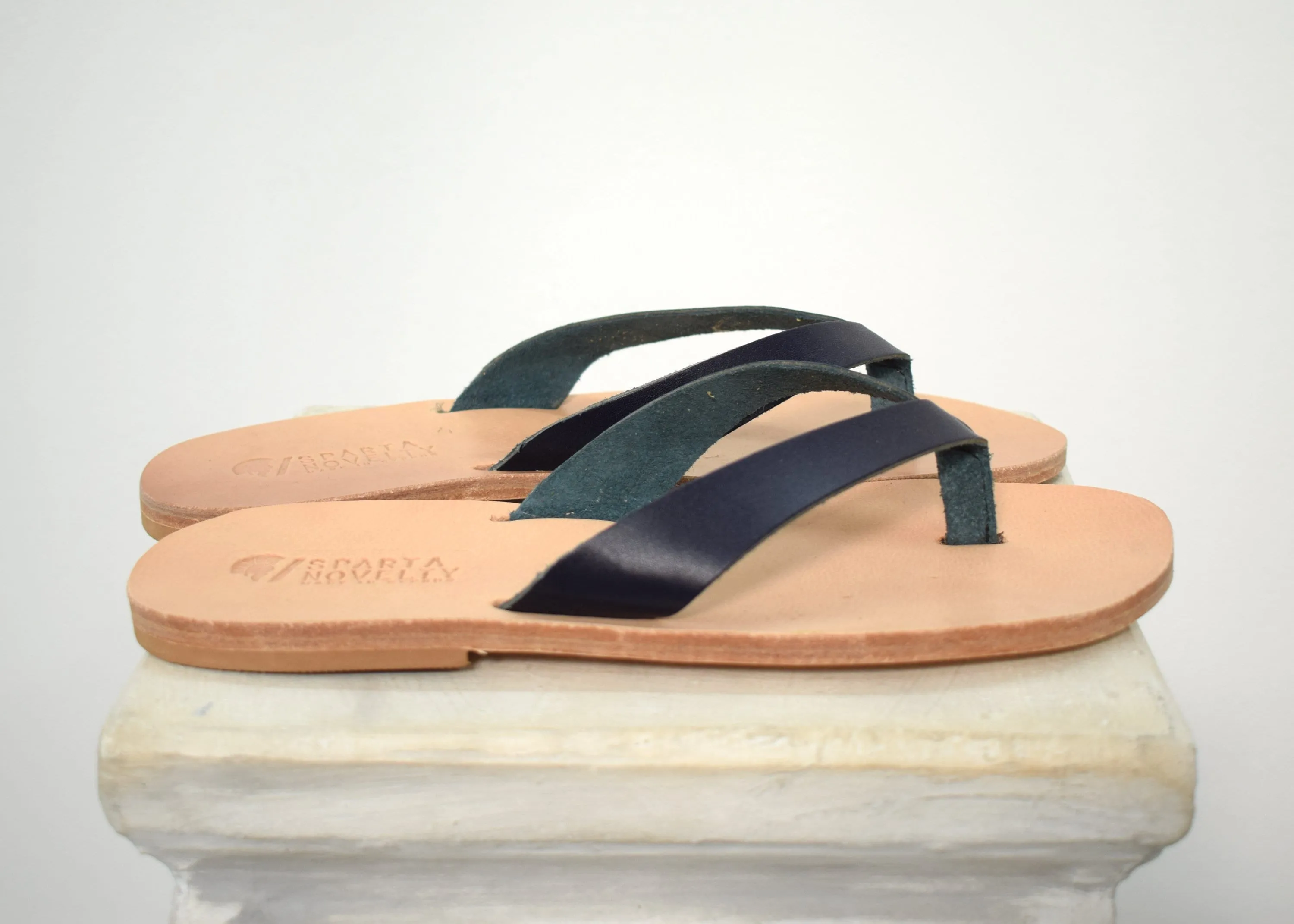 Flip flop Greek Leather sandals - slipers Men, Thongs white Color, leather sole - insole