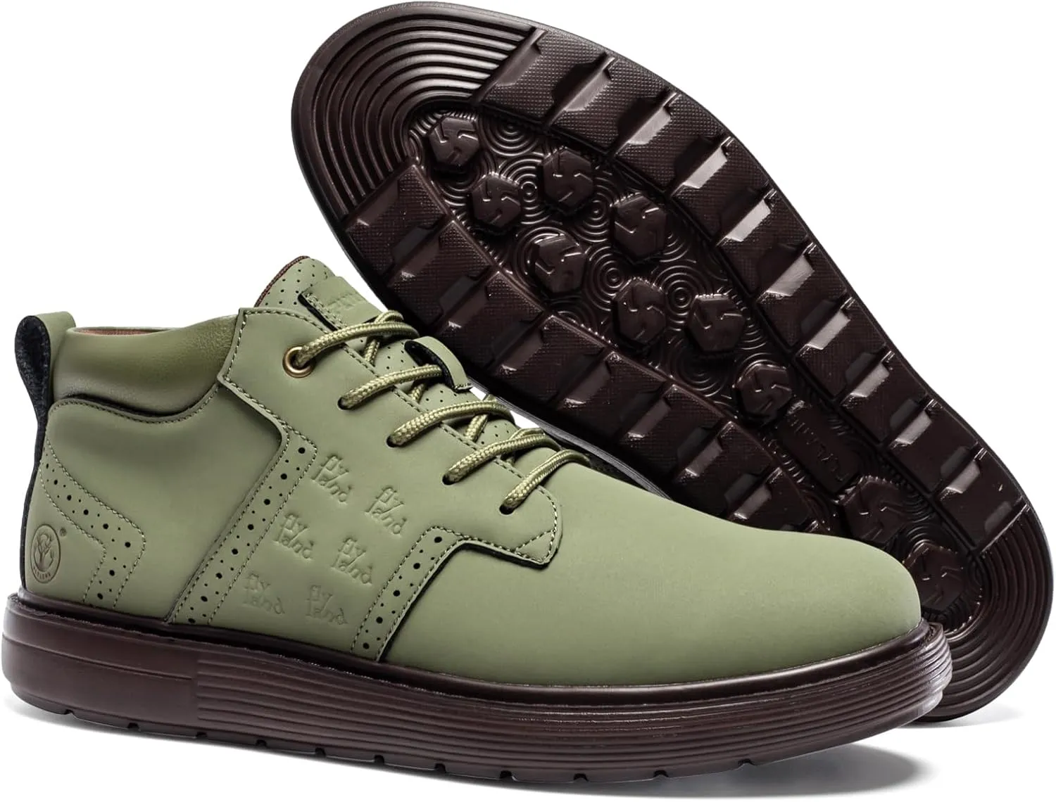 FLYLAND Men's Fashion Sneakers Chukka Boots Lace Up Leather Ankle Dress Boot Lightweight Walking Driving Shoes