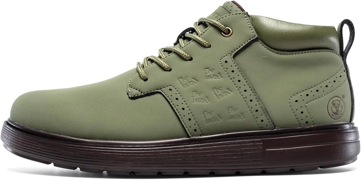 FLYLAND Men's Fashion Sneakers Chukka Boots Lace Up Leather Ankle Dress Boot Lightweight Walking Driving Shoes