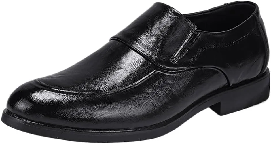 Formal Dress Shoes for Men Slip On Burnished Toe Monk Strap PU Leather Oxfords