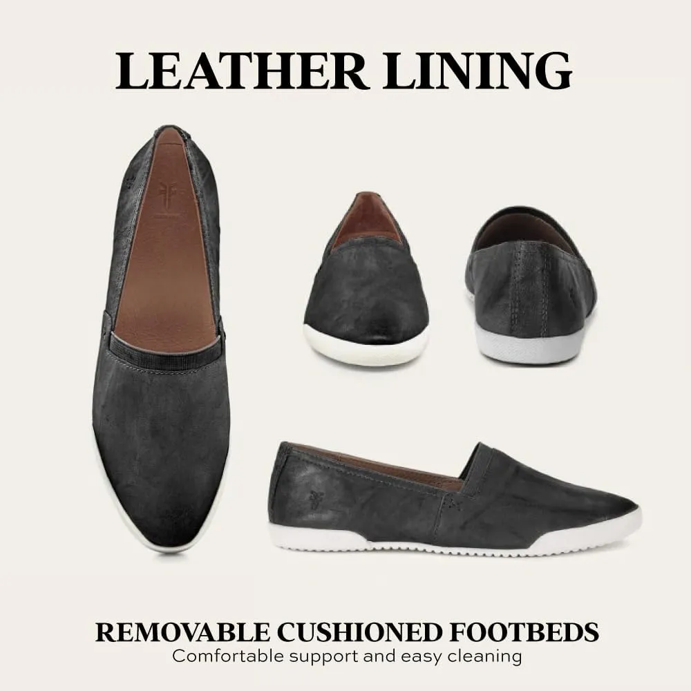 Frye Melanie Slip On Shoes for Women Crafted from Premium Leather with White Rubber Toe Bumpers and Soles, Leather Lining, and Removable Footbeds  1  Outsole