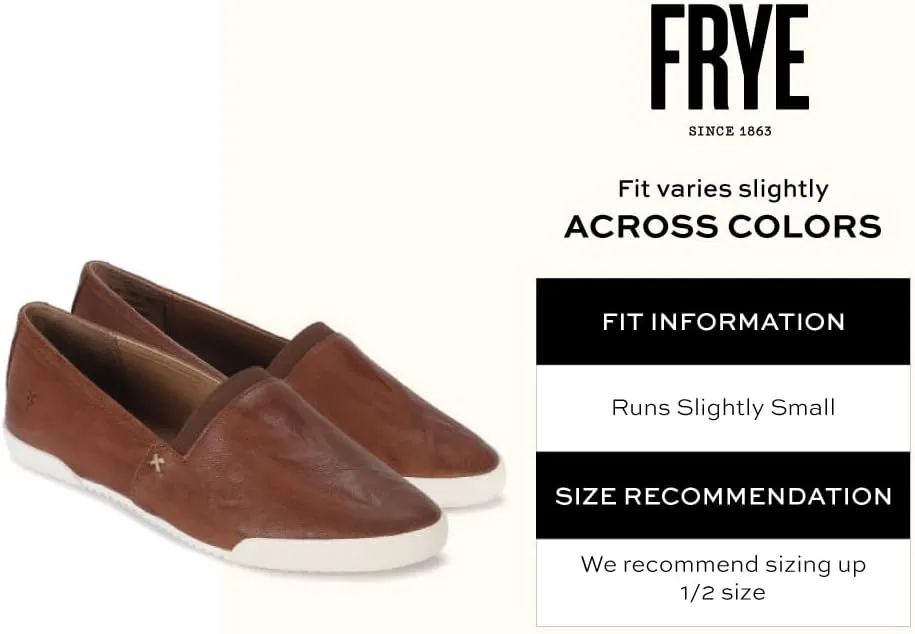 Frye Melanie Slip On Shoes for Women Crafted from Premium Leather with White Rubber Toe Bumpers and Soles, Leather Lining, and Removable Footbeds  1  Outsole