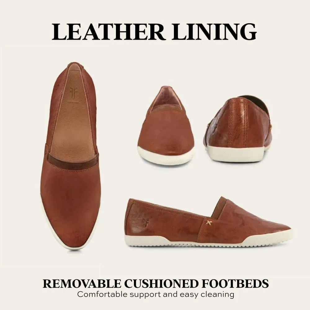 Frye Melanie Slip On Shoes for Women Crafted from Premium Leather with White Rubber Toe Bumpers and Soles, Leather Lining, and Removable Footbeds  1  Outsole