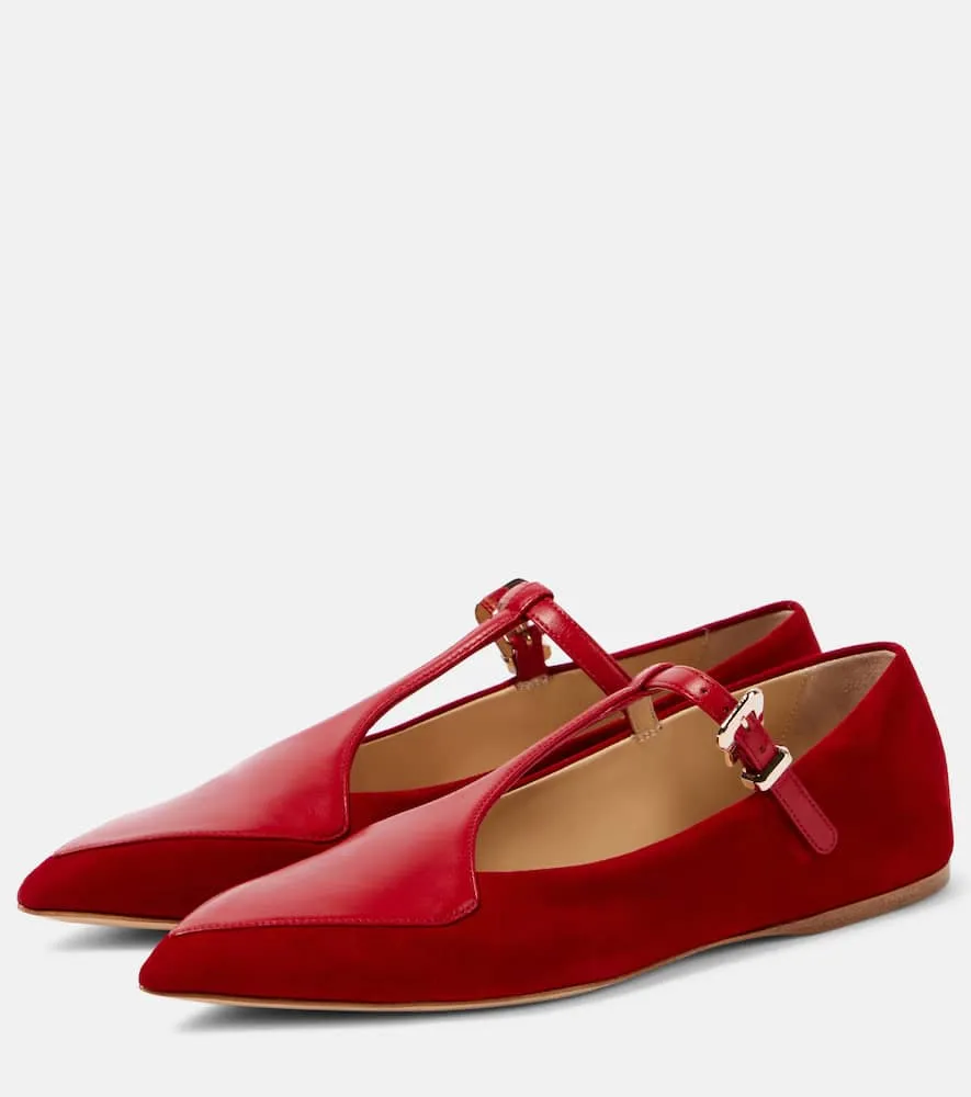 Gabriela Hearst Liv leather and suede Mary Jane flats