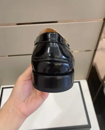 GCI Men's GG Loafers Horsebit With Tassel Black And Beige For Men 673817 17X30 1063