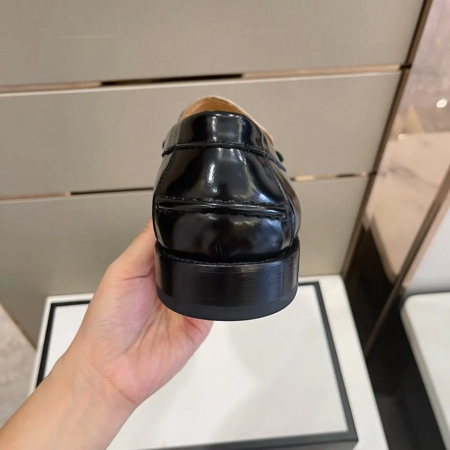 GCI Men's GG Loafers Horsebit With Tassel Black And Beige For Men 673817 17X30 1063