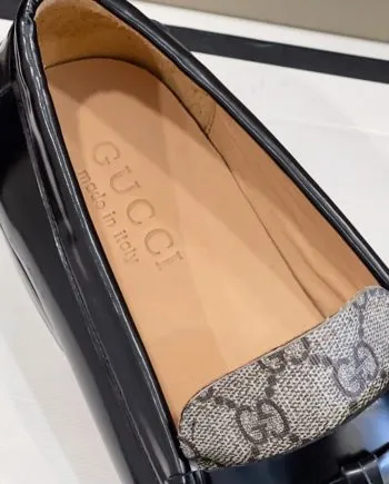 GCI Men's GG Loafers Horsebit With Tassel Black And Beige For Men 673817 17X30 1063