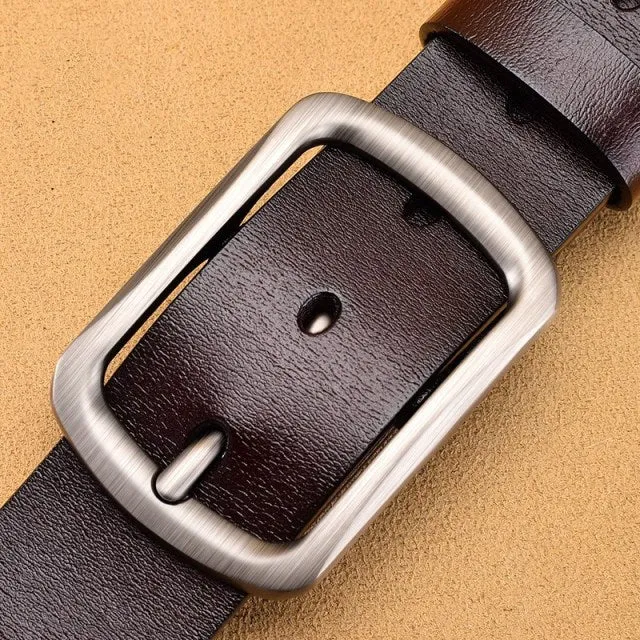 Genuine High--Quality Buckle Jeans Cowskin Casual Leather Belts
