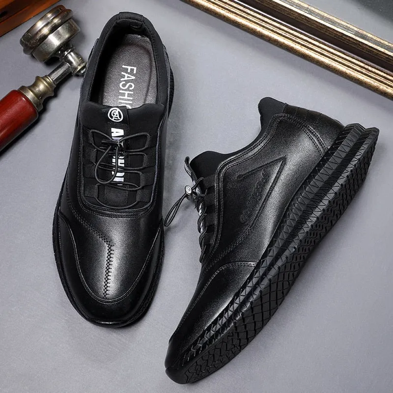 Genuine Leather Stylish Men Height Increasing Sneakers
