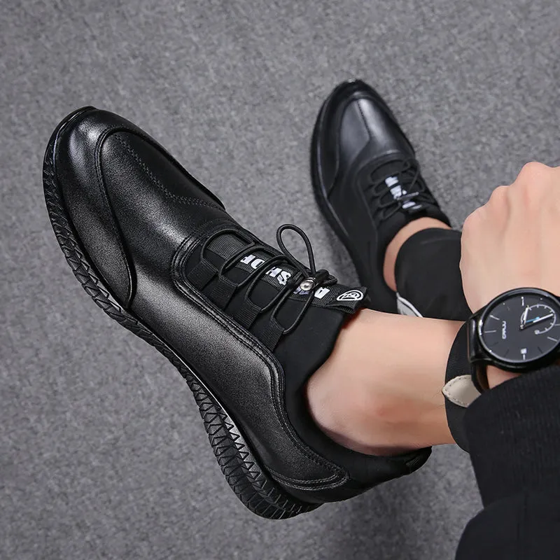 Genuine Leather Stylish Men Height Increasing Sneakers