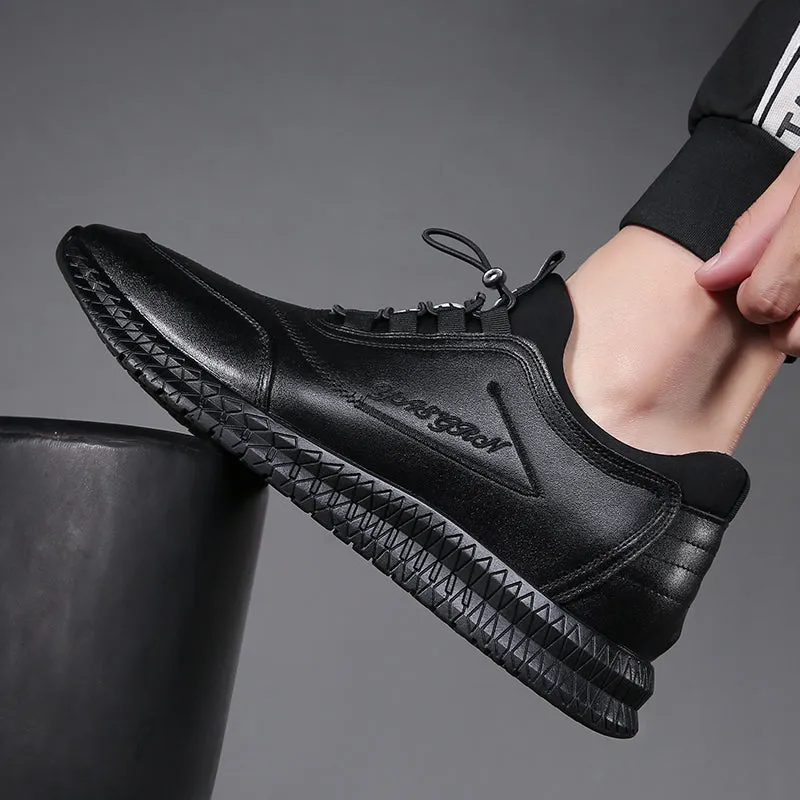 Genuine Leather Stylish Men Height Increasing Sneakers