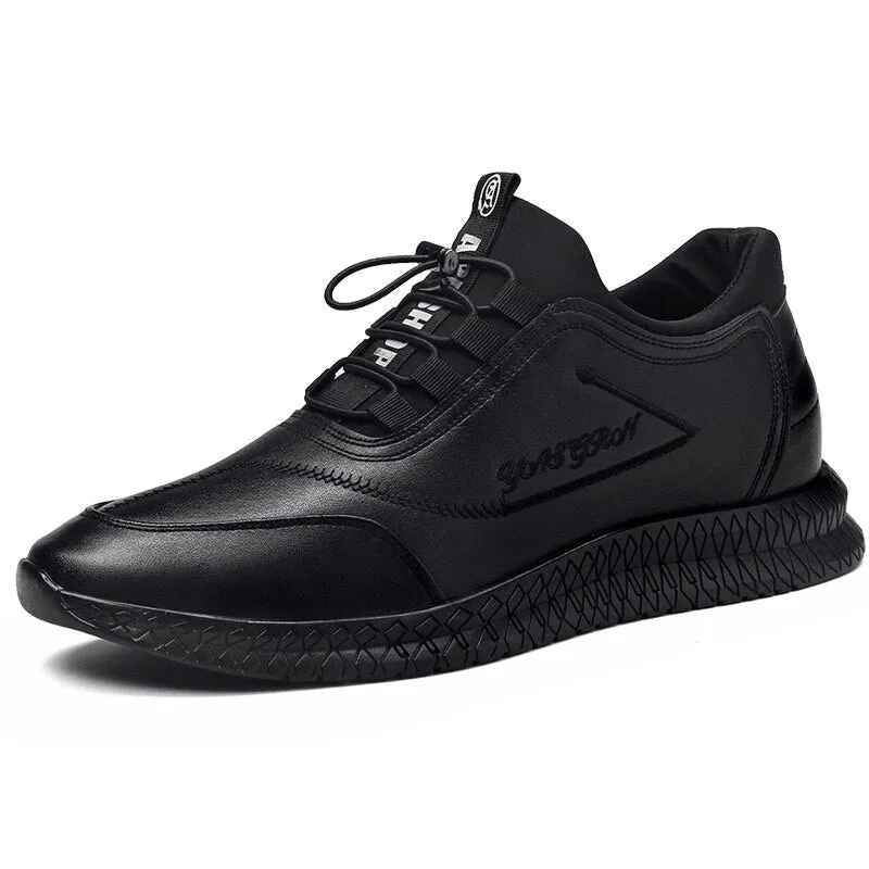 Genuine Leather Stylish Men Height Increasing Sneakers
