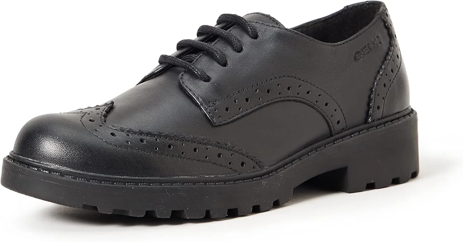 Geox J Casey G.O Girls Nappa Leather Shoes/Brogues-Black-7
