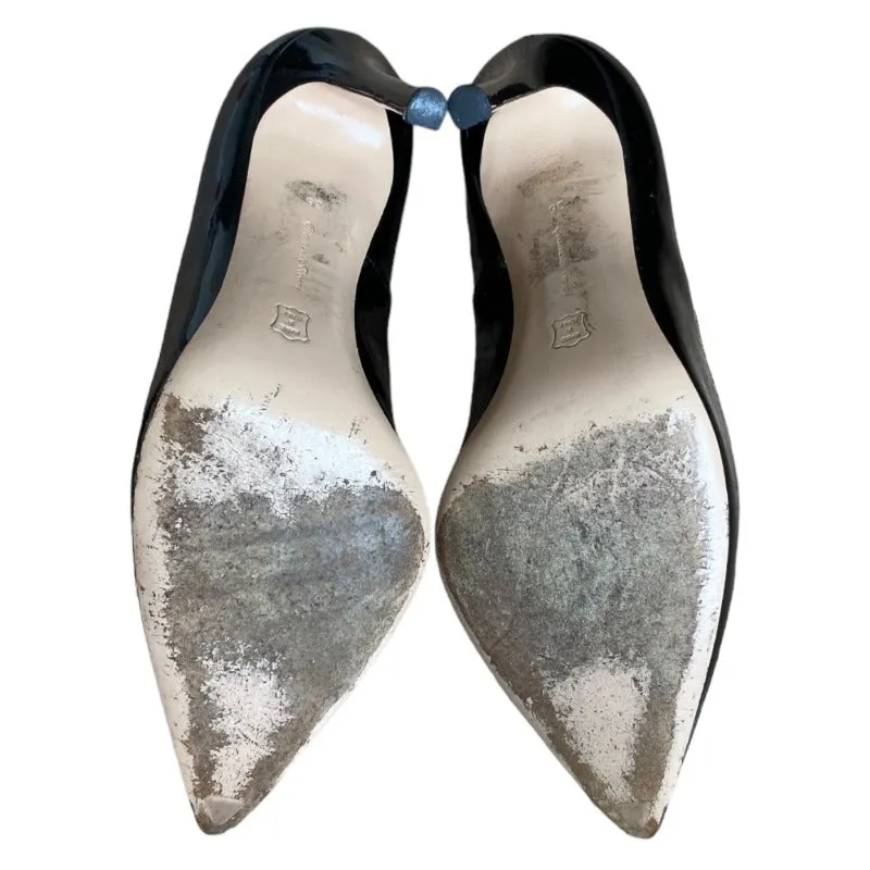 GIANVITO ROSSI Black Patent Leather Pointed Toe Stiletto Heel Pumps, Size 36