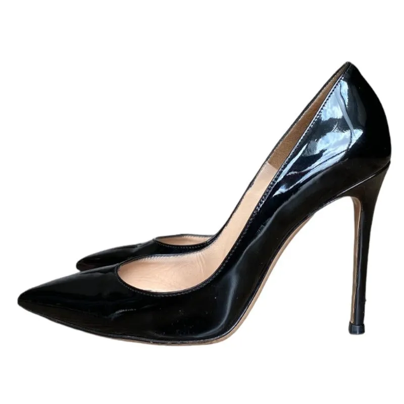 GIANVITO ROSSI Black Patent Leather Pointed Toe Stiletto Heel Pumps, Size 36