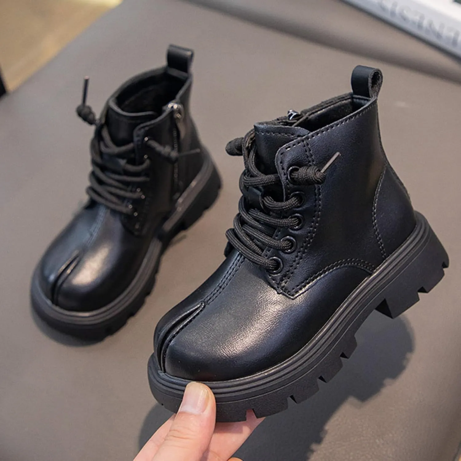 Gilrs Combat Boots Lace up Closed Round Toe Short Booties Fashion Non Slip Lace up Outdoor Work Winter Snow Boots