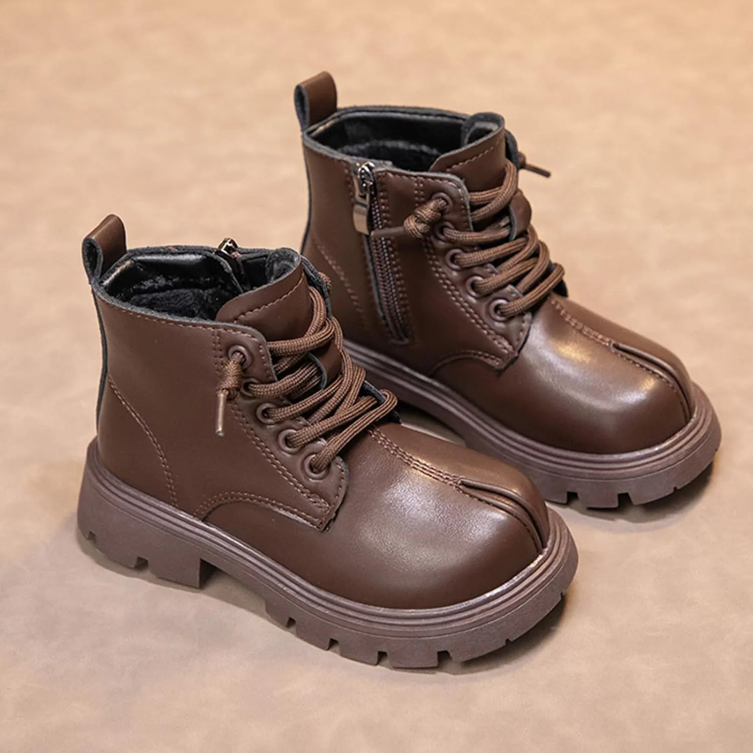 Gilrs Combat Boots Lace up Closed Round Toe Short Booties Fashion Non Slip Lace up Outdoor Work Winter Snow Boots