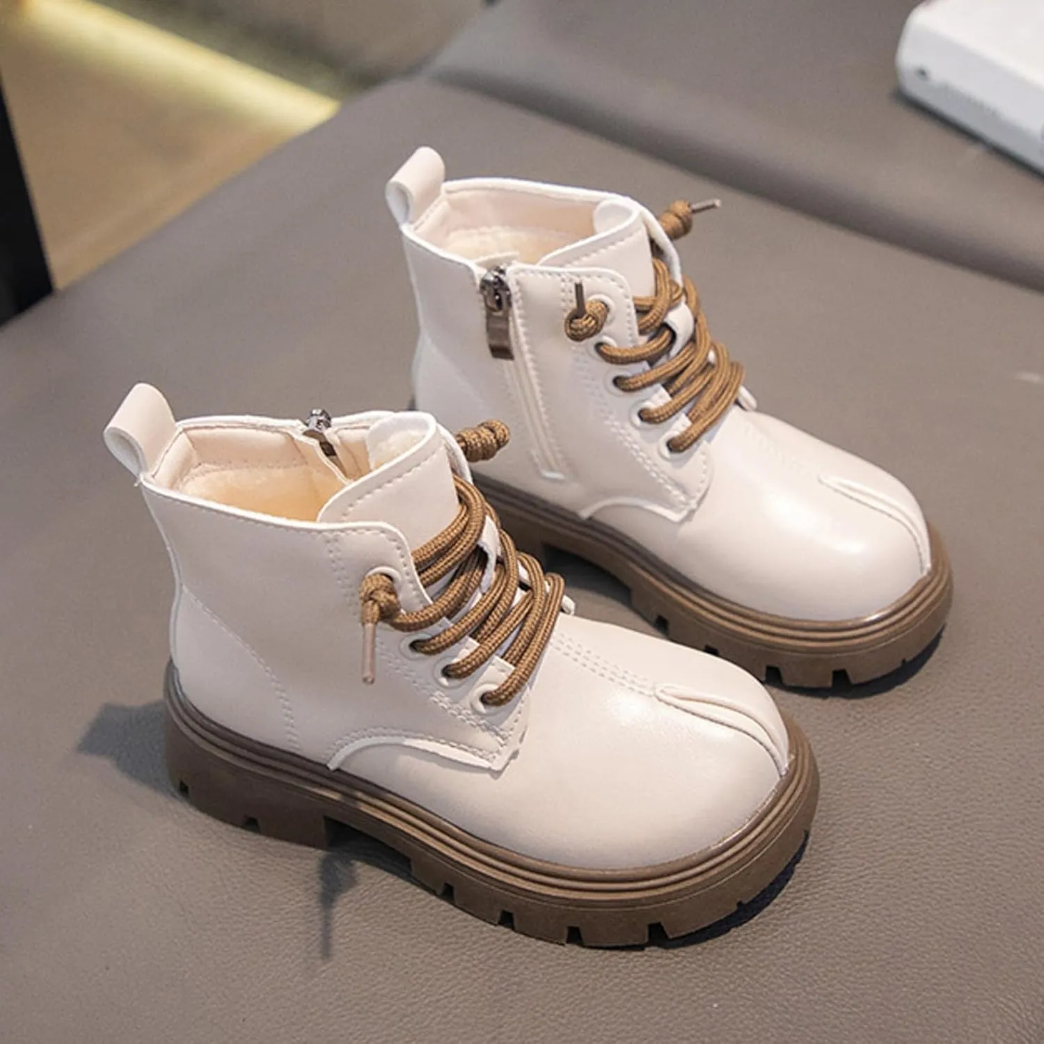 Gilrs Combat Boots Lace up Closed Round Toe Short Booties Fashion Non Slip Lace up Outdoor Work Winter Snow Boots