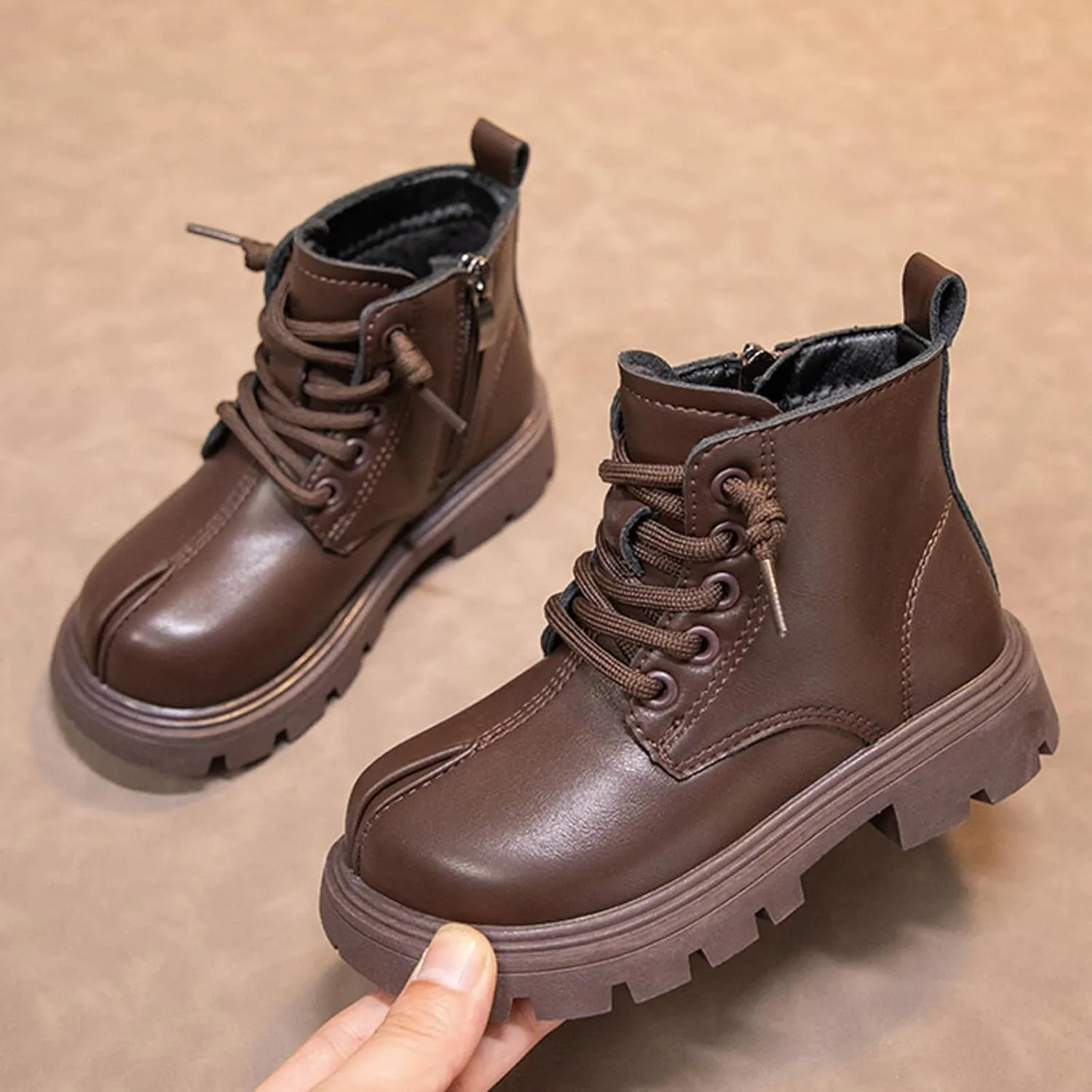 Gilrs Combat Boots Lace up Closed Round Toe Short Booties Fashion Non Slip Lace up Outdoor Work Winter Snow Boots