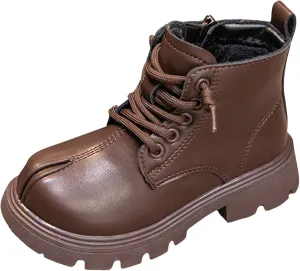 Gilrs Combat Boots Lace up Closed Round Toe Short Booties Fashion Non Slip Lace up Outdoor Work Winter Snow Boots