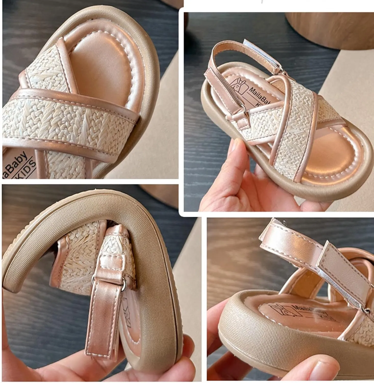 Girl Open Toe Sandals Quick-Dry Floral Princess Style Sandal Fashion Wide Strap Summer Shoes Beach Vacation Shoe Footwear