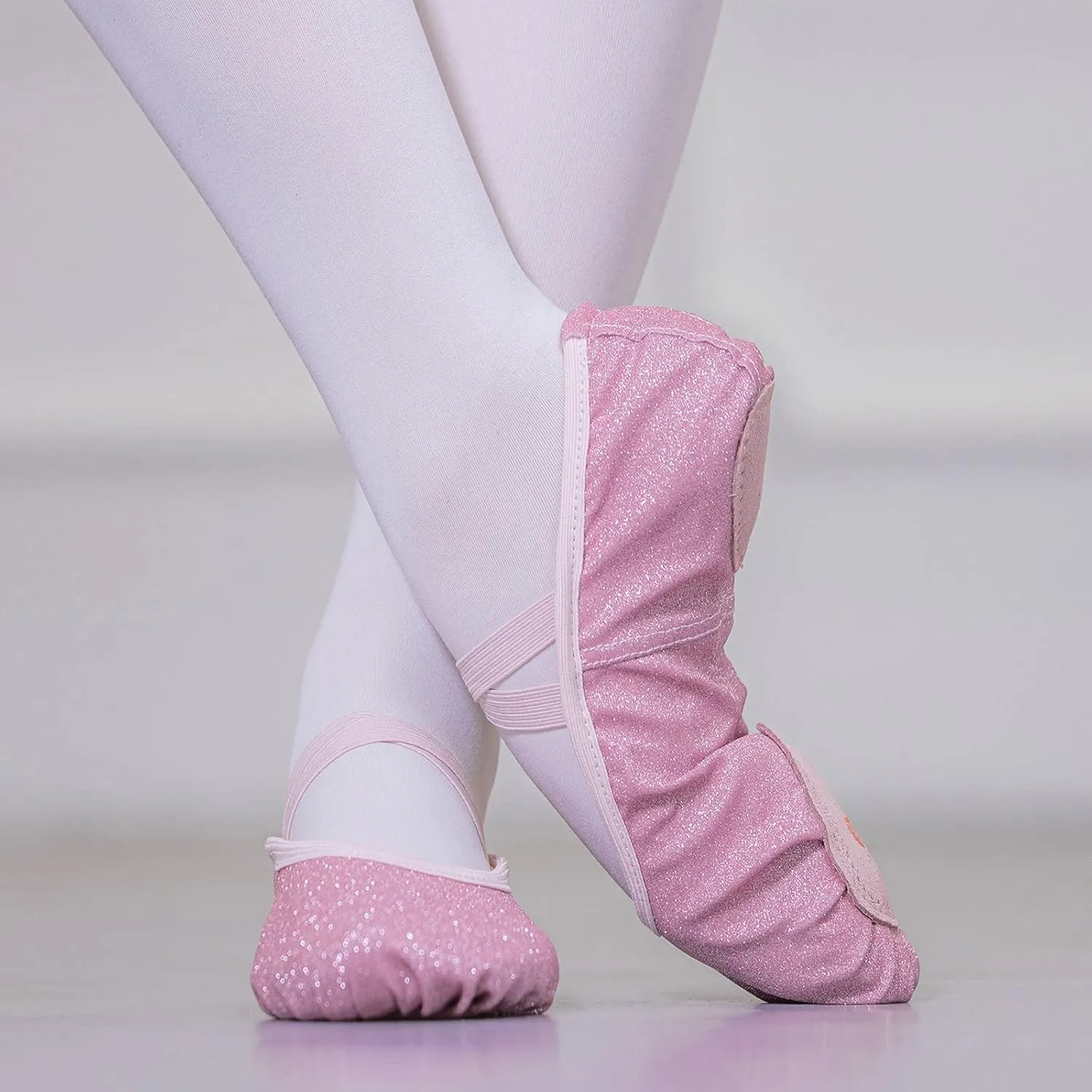 Girls Ballet Shoes Glitter Split-Sole Dance Slippers Toddler Kid Practice Flats Girls Slip On Dress Shoes