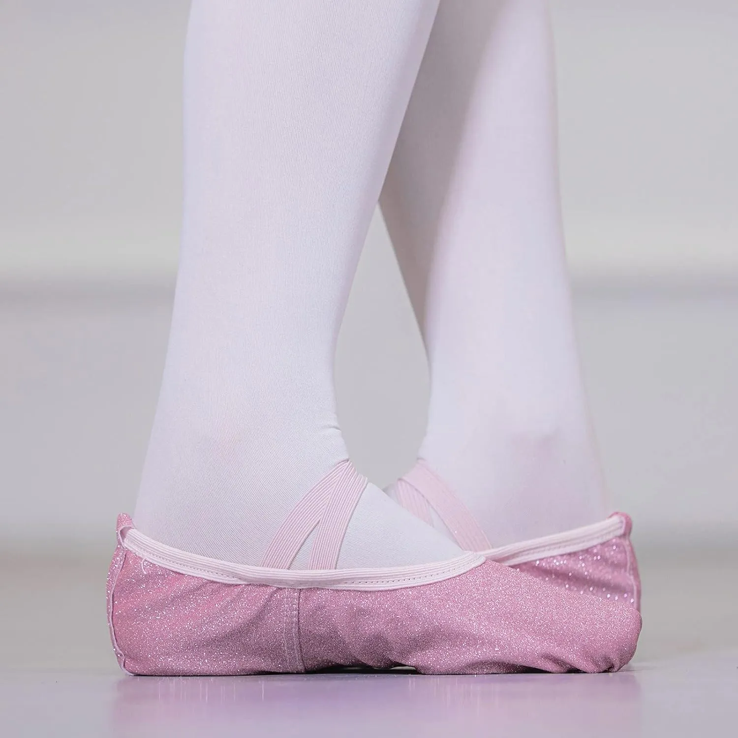 Girls Ballet Shoes Glitter Split-Sole Dance Slippers Toddler Kid Practice Flats Girls Slip On Dress Shoes
