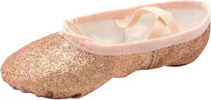 Girls Ballet Shoes Glitter Split-Sole Dance Slippers Toddler Kid Practice Flats Soft Lightweight with Elastic Laces