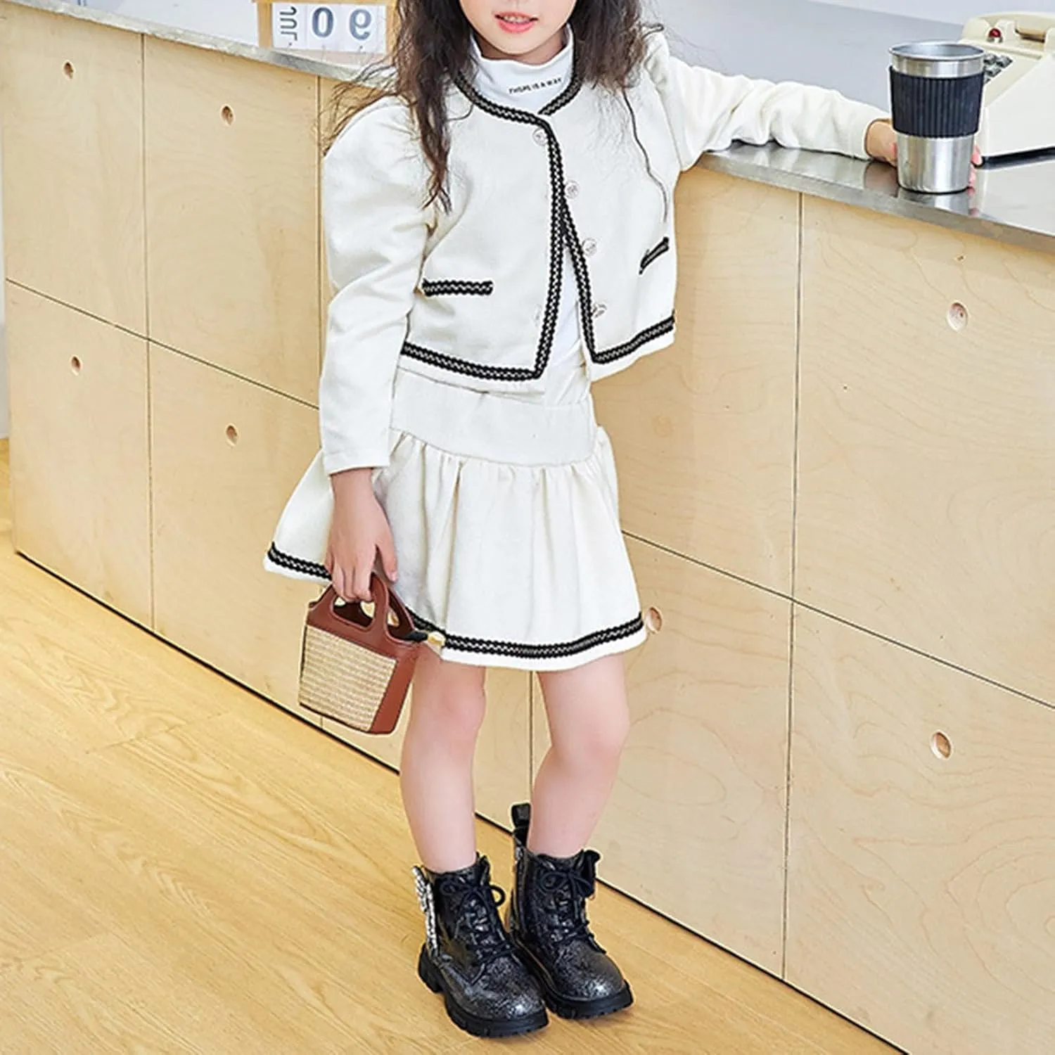 Girls Boots Kids Ankle Boots for Girls Faux Leather Booties Ankle Boot Non-Slip Girls Ankle Boots Size 2 3 4 5 6 7 8