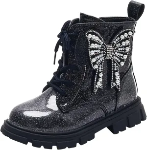 Girls Boots Kids Ankle Boots for Girls Faux Leather Booties Ankle Boot Non-Slip Girls Ankle Boots Size 2 3 4 5 6 7 8