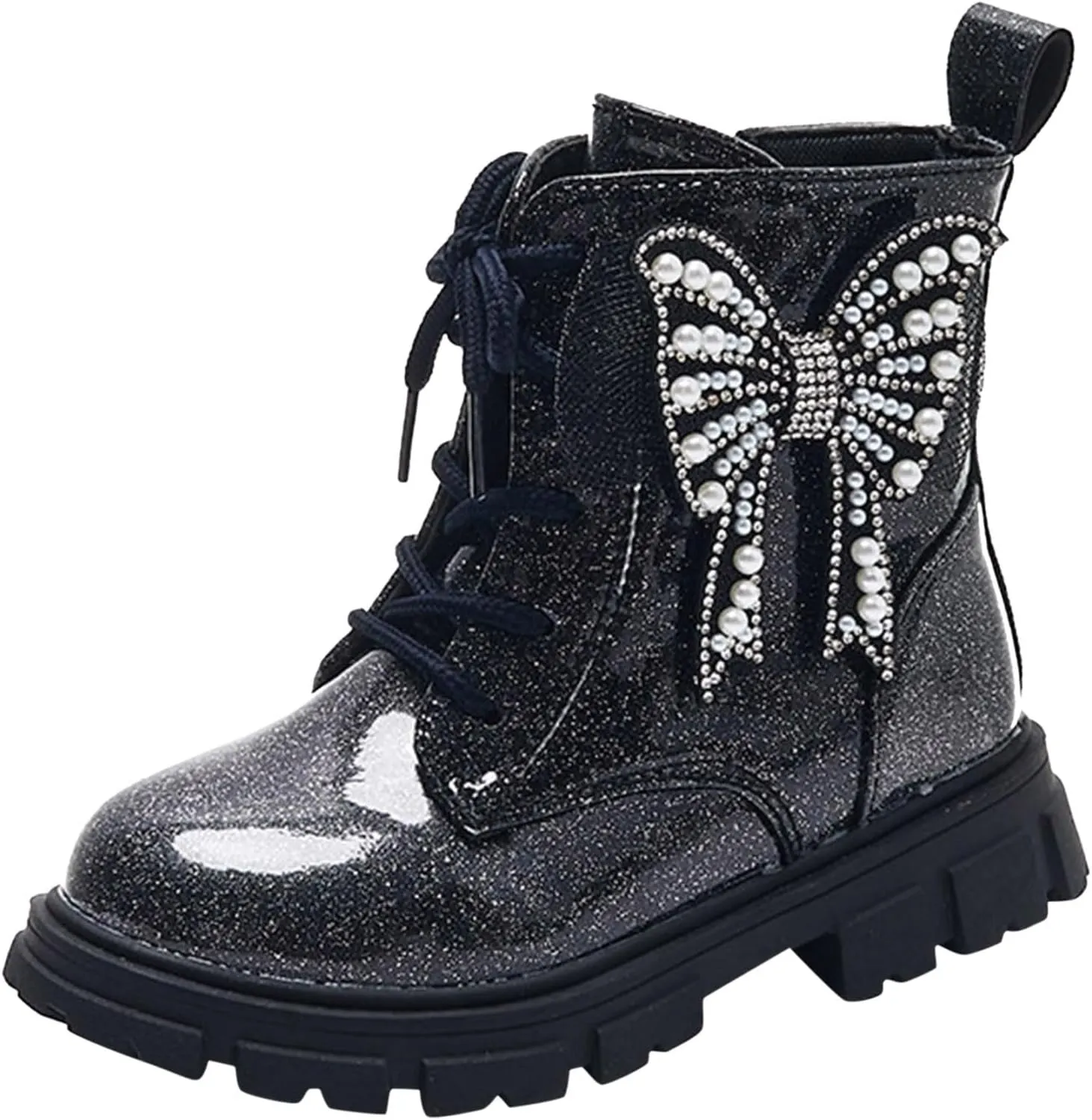 Girls Boots Kids Ankle Boots for Girls Faux Leather Booties Ankle Boot Non-Slip Girls Ankle Boots Size 2 3 4 5 6 7 8