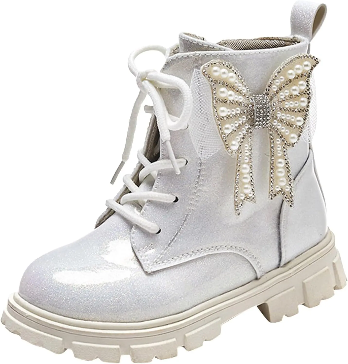 Girls Boots Kids Ankle Boots for Girls Faux Leather Booties Ankle Boot Non-Slip Girls Ankle Boots Size 2 3 4 5 6 7 8