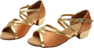 Girls Latin Dance Shoes Ballroom Beginner Practice Performance Shoes Wedding Shoes Low Heels Tango Sandals