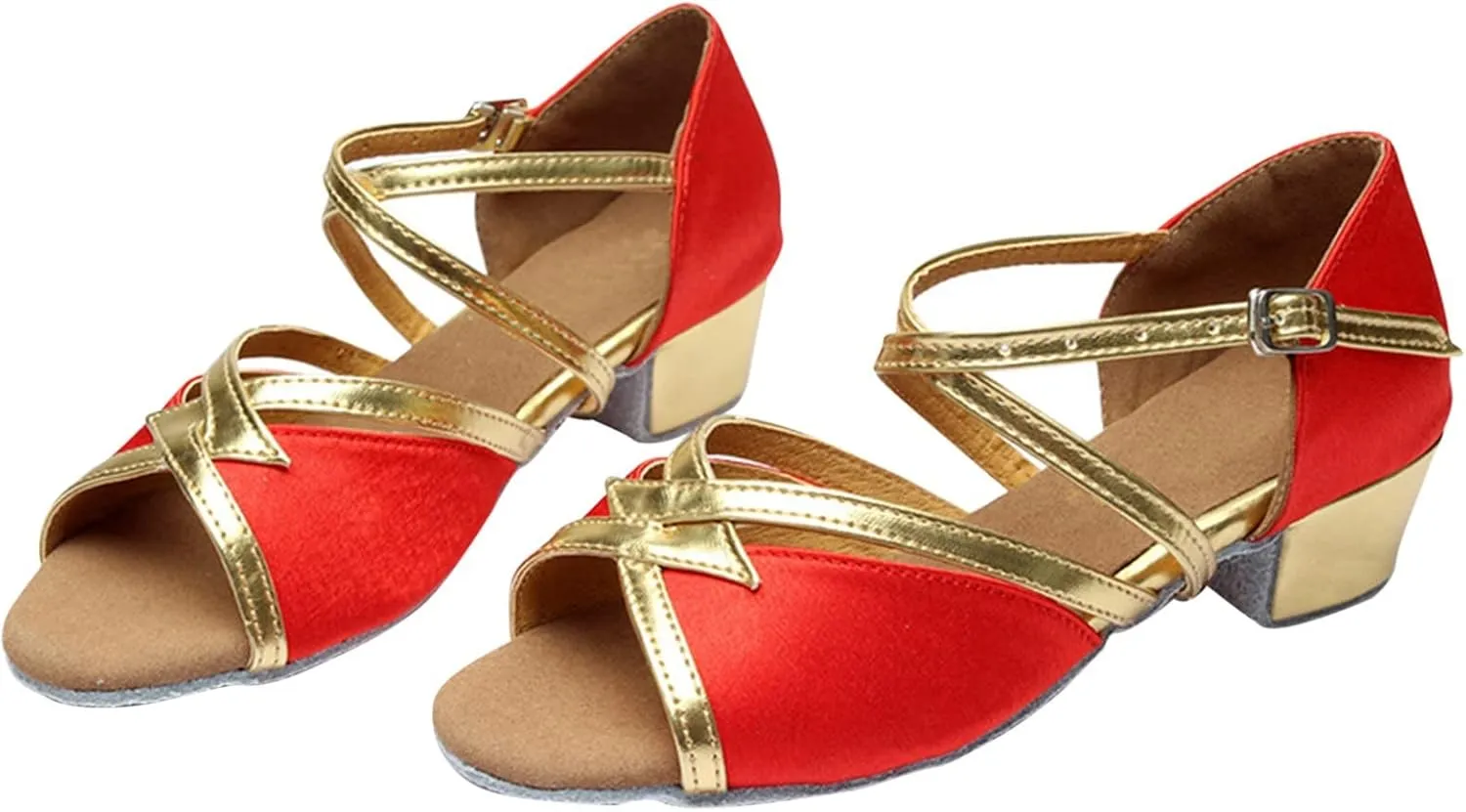 Girls Latin Dance Shoes Ballroom Beginner Practice Performance Shoes Wedding Shoes Low Heels Tango Sandals