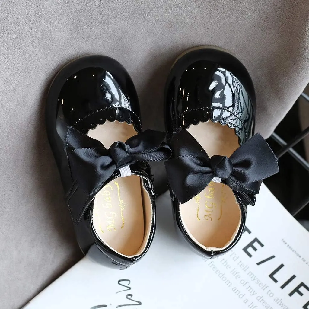 Girls Leather Sneakers Soft Rubber Sole Toddler Kids Baby Girls Butterfly Knot Princess Leather Shoes Sandals