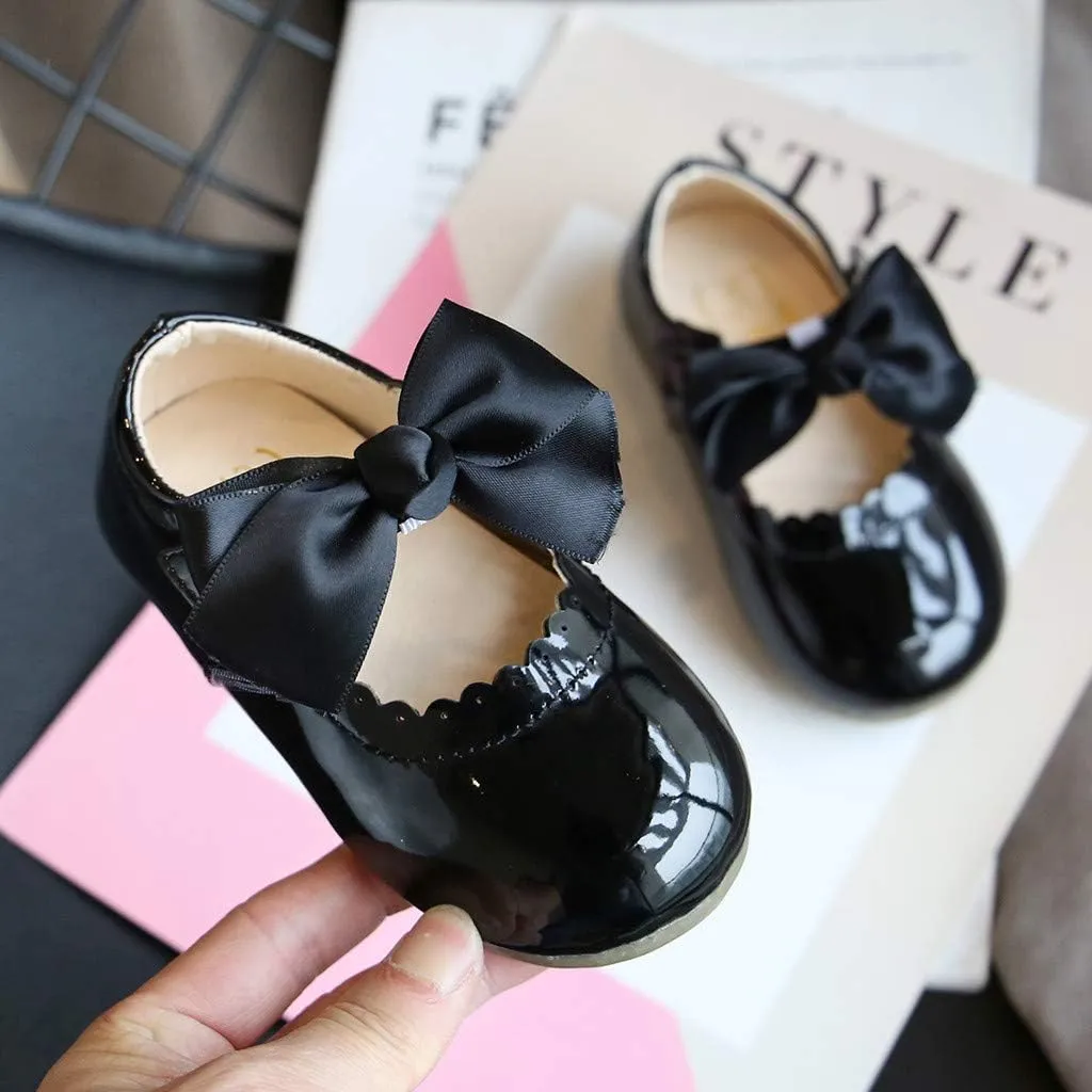Girls Leather Sneakers Soft Rubber Sole Toddler Kids Baby Girls Butterfly Knot Princess Leather Shoes Sandals