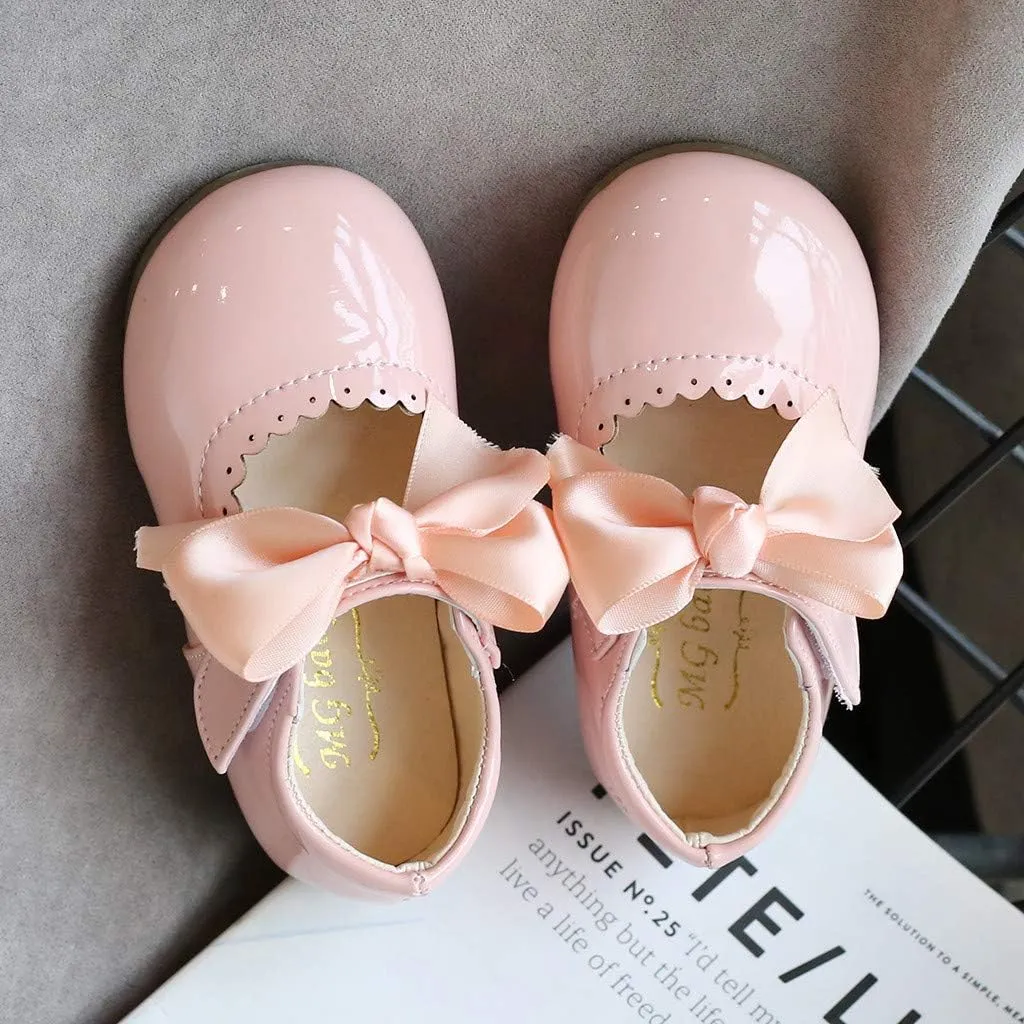 Girls Leather Sneakers Soft Rubber Sole Toddler Kids Baby Girls Butterfly Knot Princess Leather Shoes Sandals