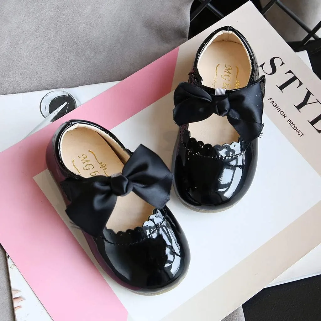 Girls Leather Sneakers Soft Rubber Sole Toddler Kids Baby Girls Butterfly Knot Princess Leather Shoes Sandals