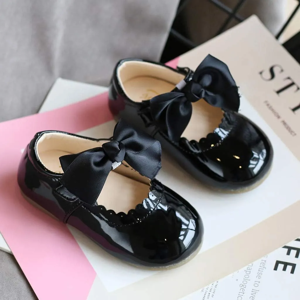 Girls Leather Sneakers Soft Rubber Sole Toddler Kids Baby Girls Butterfly Knot Princess Leather Shoes Sandals