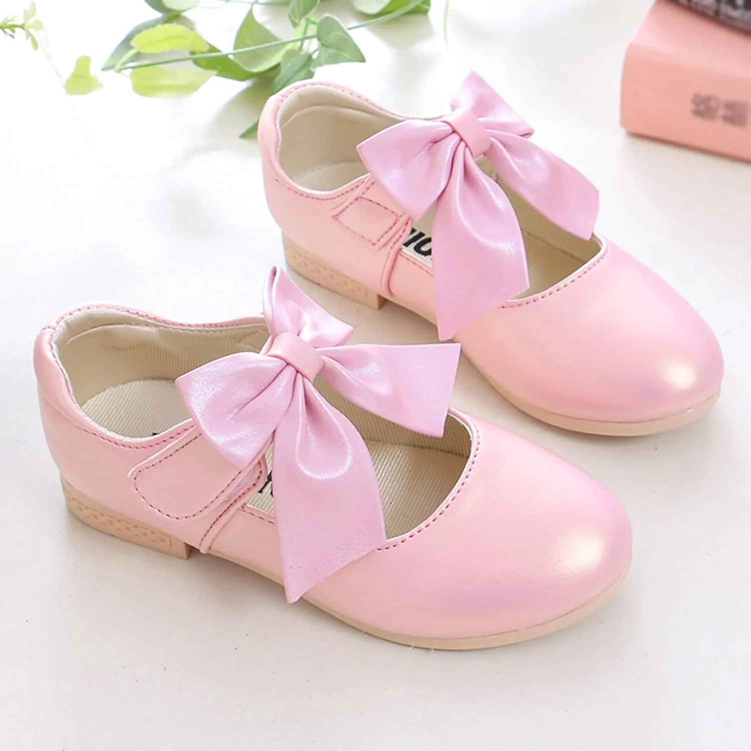 Girls Mary Jane Dress Shoes Bows Low Heels Flower Girl Wedding Church Shoes Toddler Little Kids Pump Shoes