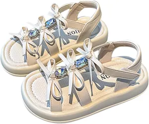 Girls Open Toe Shoes First Walkers Shoe Summer Toddler Paillette Butterfly Flat Sandals Kids Rubber Footwear