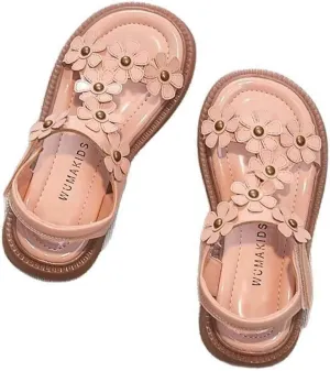 Girls Sandals, Open Toe Cute Flowers Princess Girls Flats Summer Dress Shoes Sandals for Toddler/Little Kid/Big Kid