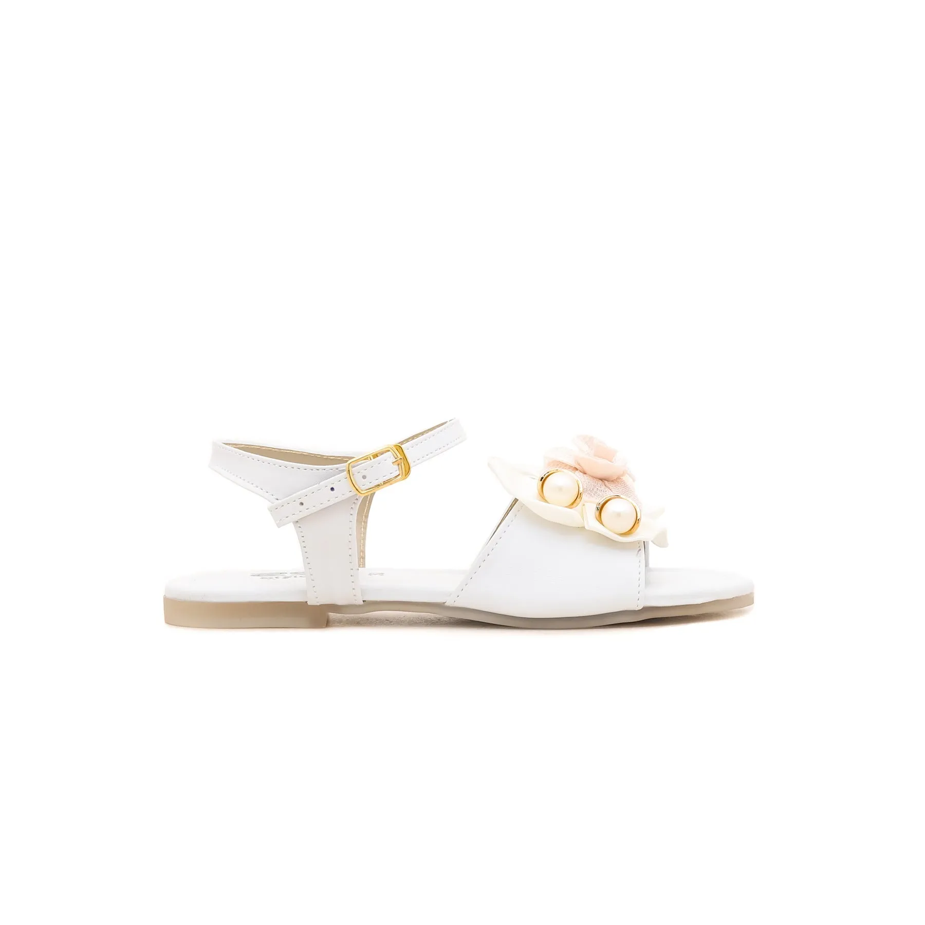 Girls White Formal Sandal KD7509