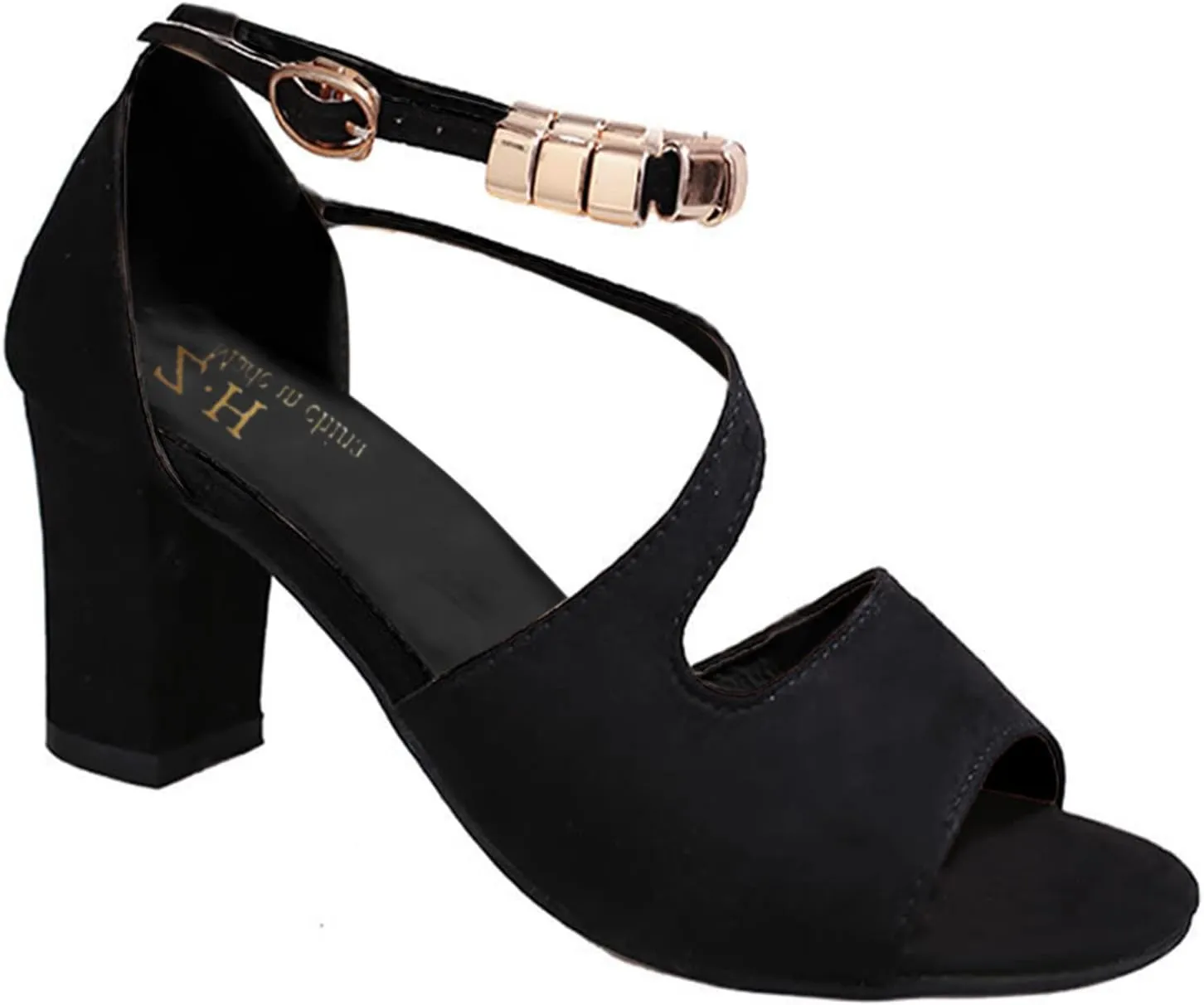 Gold Summer Sandals Women's Sandals Leather Fashion High-Heeled With Glittering Heeled Sandals for Women Closed Toe